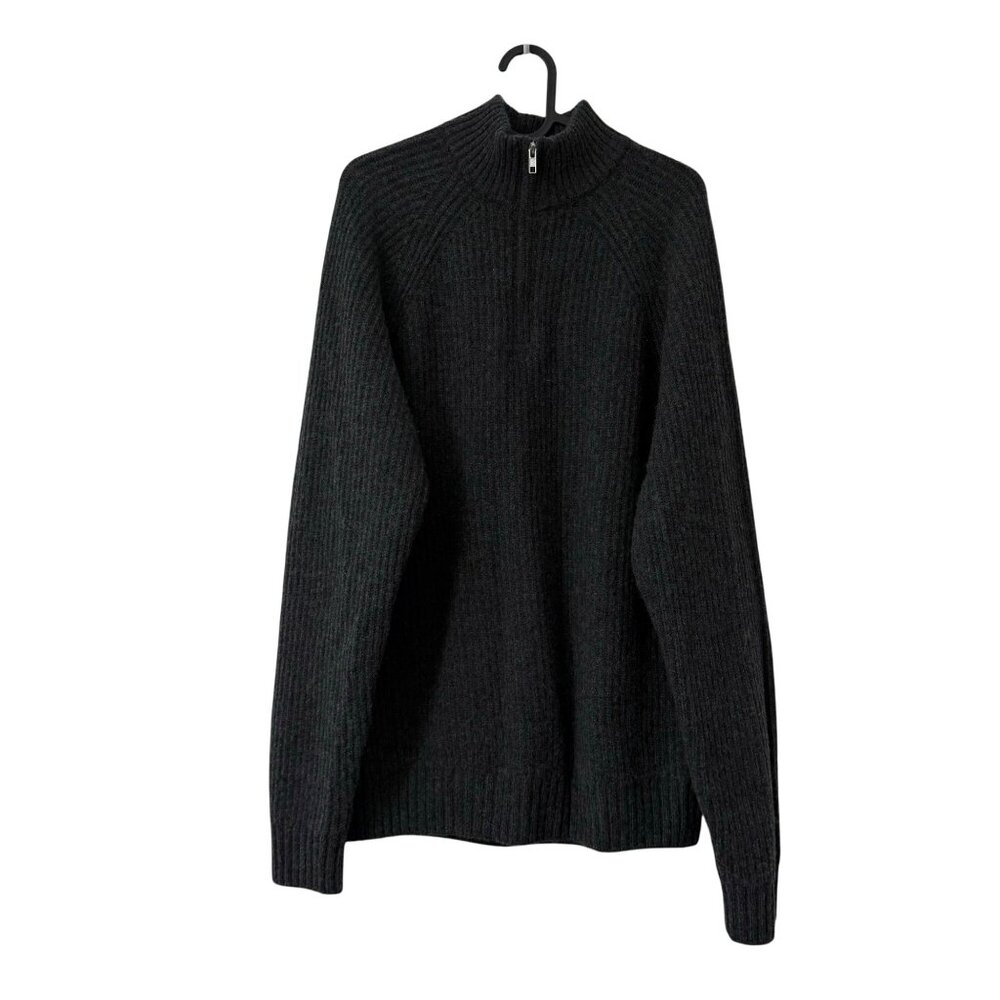 Quince Dark Gray Mongolian Cashmere Fisherman 1/4 Zip Pullover Sweater Mens M